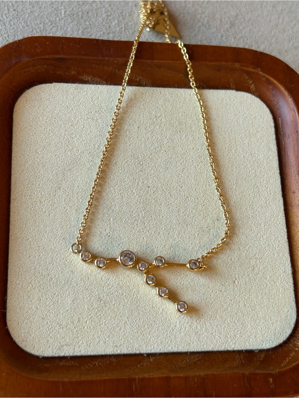 Gold Plated Taurus Constellation Pendant Necklace with Crystals 18”